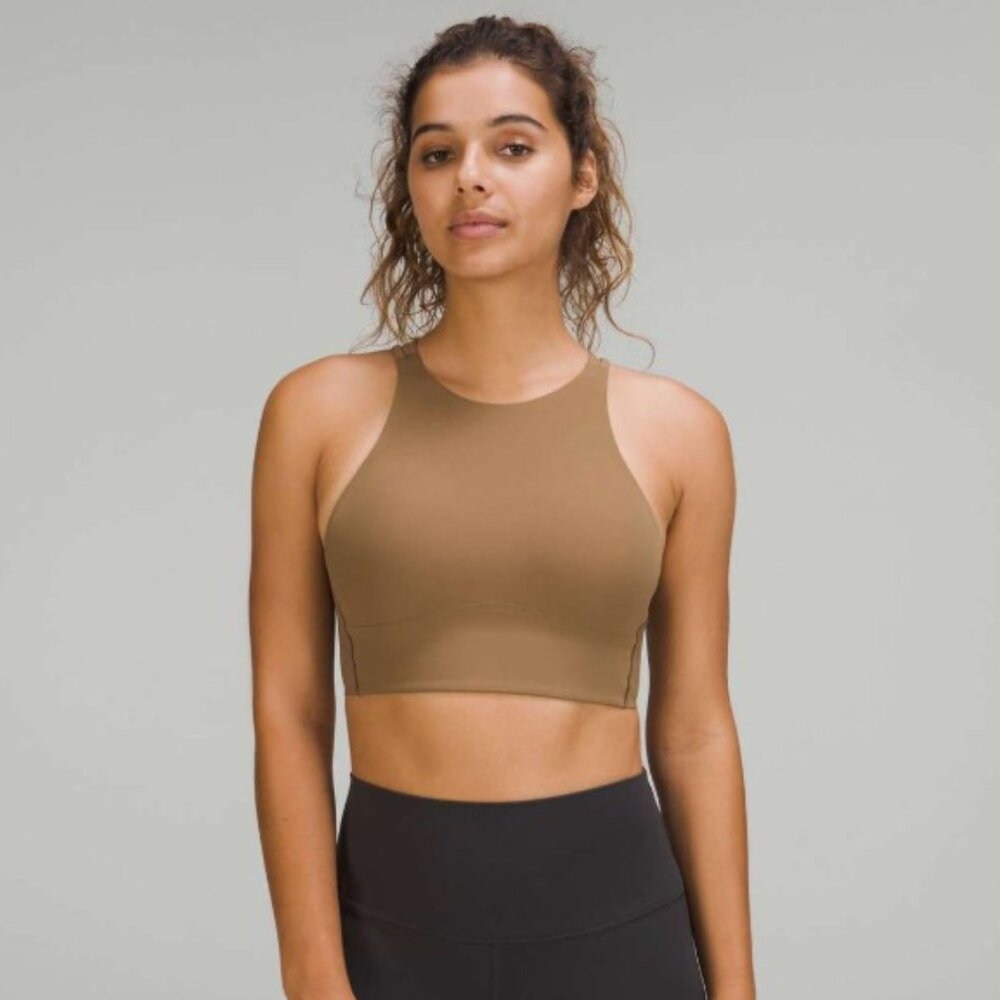 lululemon athletica High-Neck Sports Bra in Camel Brown